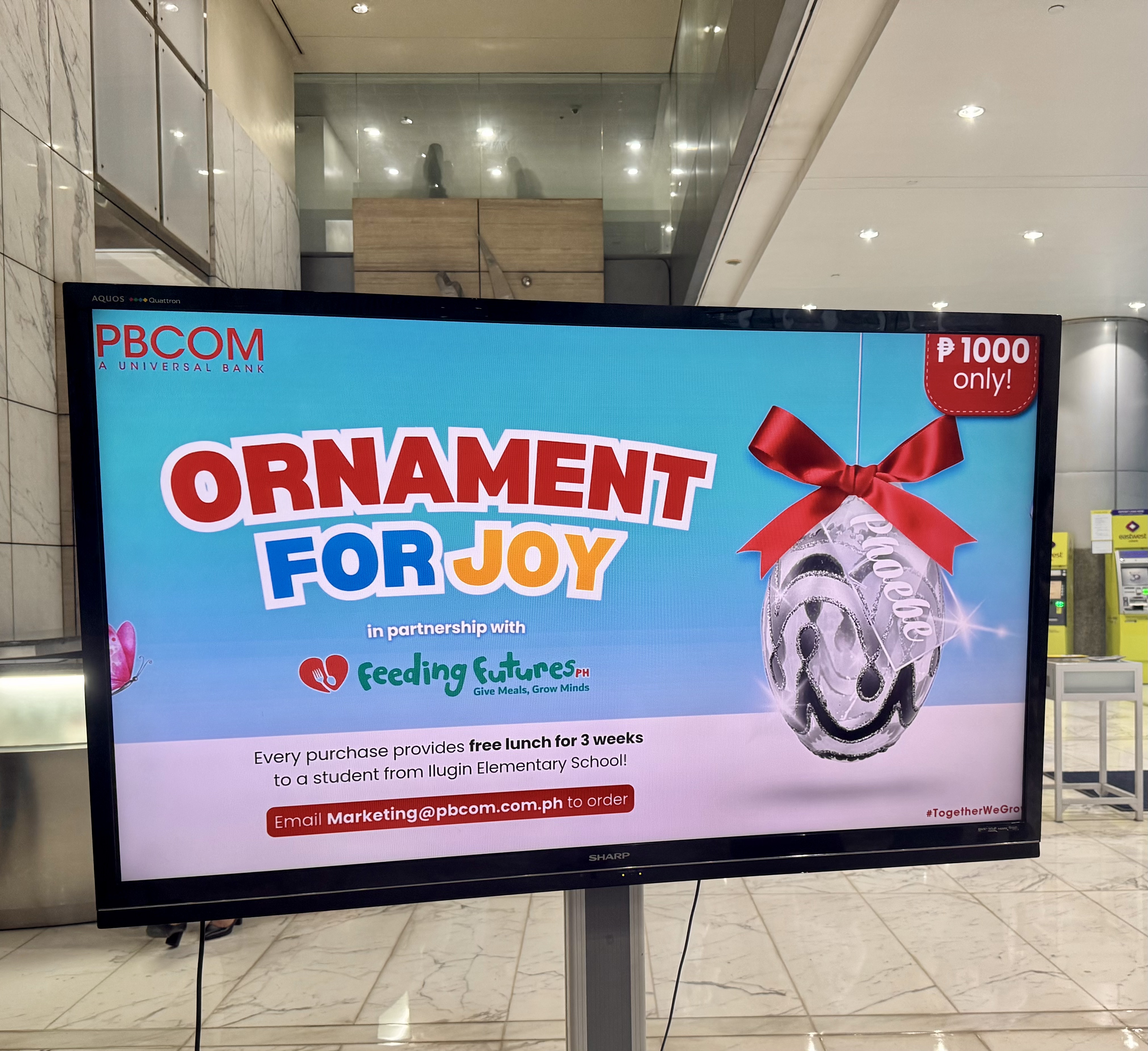Digital display advertising the Ornament for Joy initiative.